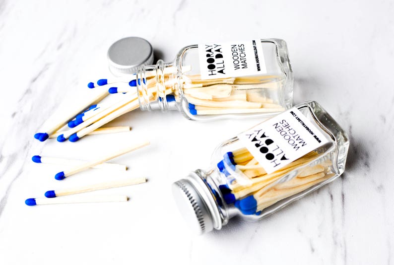 Wooden Matches in Glass Bottle With Strike Strip / Perfect for Etsy