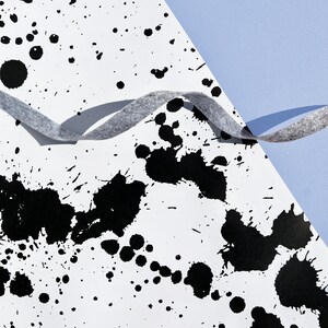Splatter Gift Wrap 29" x 20" Sheet in Black and White  / Wrapping Paper Sheet / Modern / Christmas & Holidays / Midcentury Abstract