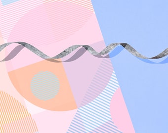 Seersucka Gift Wrap 29" x 20" Sheet in Pastel  / Wrapping Paper Sheet / Modern / Christmas & Holidays / Midcentury Geometric