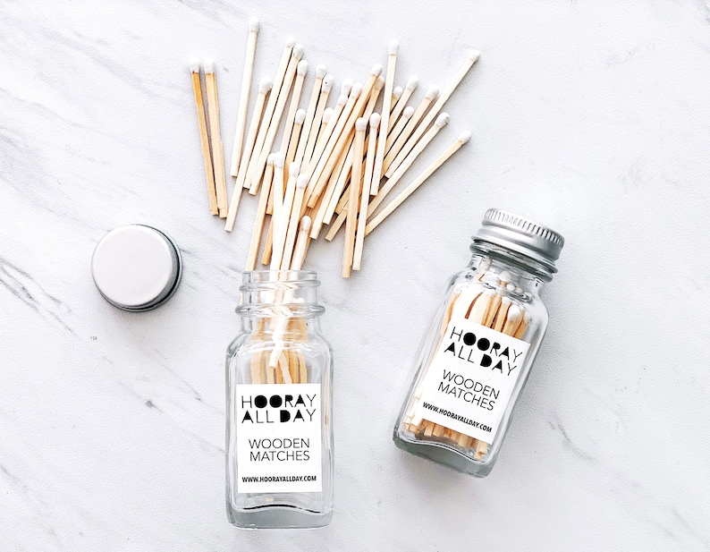 Wooden Matches in Glass Bottle With Strike Strip / Perfect for Etsy
