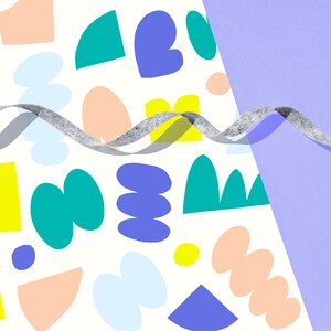 Wonky Shapes Wrapping Paper Sheet - Pastel -  Gift Wrap 29&quot; x 20&quot; Sheet  / Wrapping Paper Sheet / Modern / Geometric