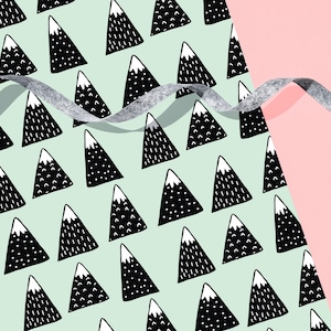 Minty Mountains Gift Wrap 29" x 20" Sheet  / Modern Wrapping Paper Sheet / Scandinavian pattern