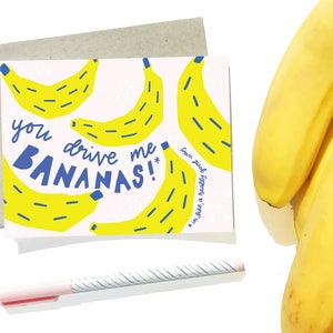 Modern Banana Birthday Card / "Go Bananas On Your Birthday" / with Kraft Envelope - Handmade / Modern