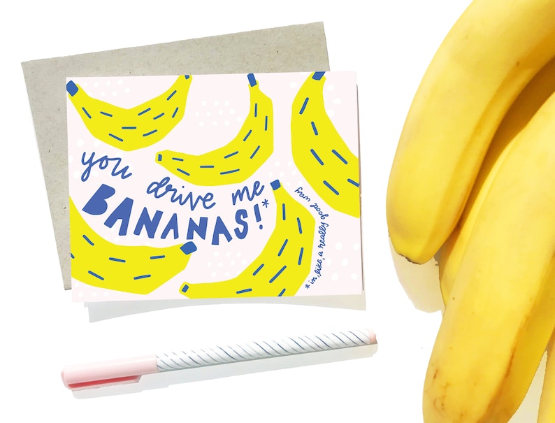 Modern Banana Birthday Card / go Bananas on Your Etsy