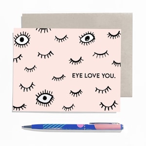 Modern Love & Romance card / &quot;Eye Love You&quot; - with Kraft Envelope - Handmade / Modern / Black and White