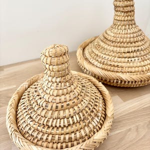 Moroccan Tagine Basket with Lid – Handwoven Palm Fiber Storage – Boho Kitchen Organizer image 4