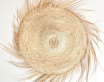 Moroccan Straw Wall Hat – Boho Wall Decor – Large Natural Fiber Wall Art – Handmade