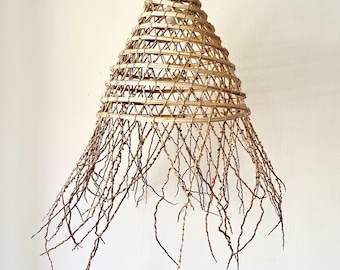 Lámpara colgante bohemia de fibra de palmera datilera: iluminación natural