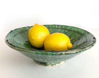Insalatiera verde Tamegroute - 25 cm - Terracotta smaltata, artigianato marocchino