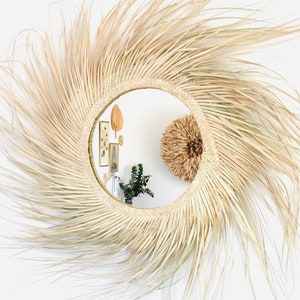 Straw mirror, wall mirror, Moroccan mirror