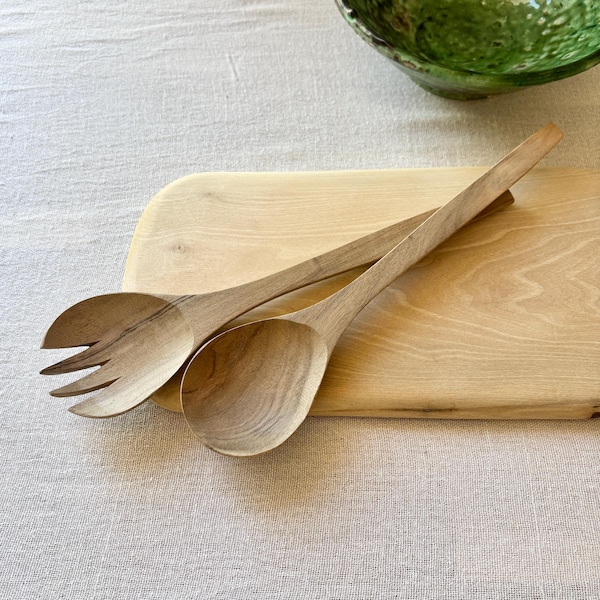 Cubiertos de madera para ensalada