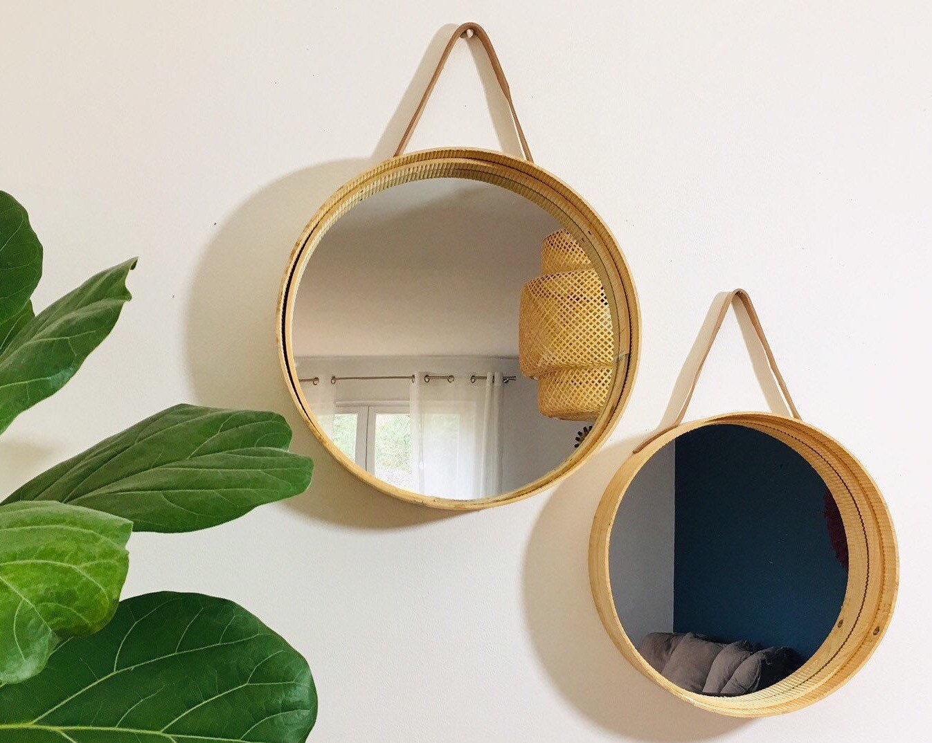 Miroir Rond en Bois