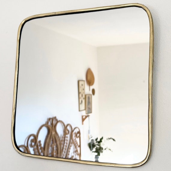 Miroir mural carré en laiton doré – miroir marocain
