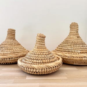 Moroccan Tagine Basket with Lid – Handwoven Palm Fiber Storage – Boho Kitchen Organizer image 5