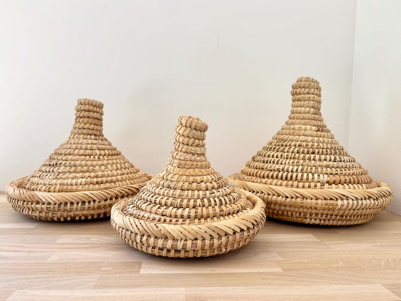 Moroccan Tagine Basket with Lid – Handwoven Palm Fiber Storage – Boho Kitchen Organizer image 5
