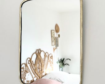 Rechthoekige messing spiegel – decoratieve wandspiegel