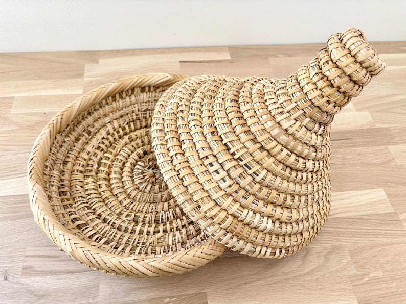 Moroccan Tagine Basket with Lid – Handwoven Palm Fiber Storage – Boho Kitchen Organizer image 6