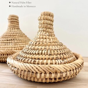 Moroccan Tagine Basket with Lid – Handwoven Palm Fiber Storage – Boho Kitchen Organizer image 2
