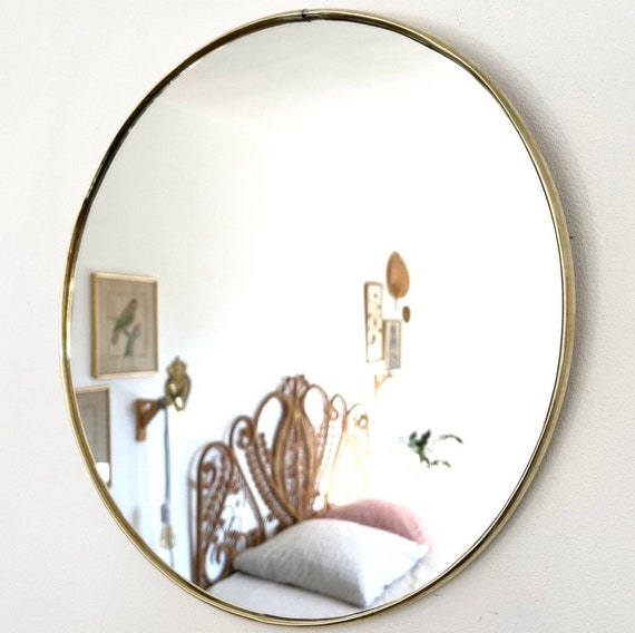 Miroir mural doré en laiton – miroir rond