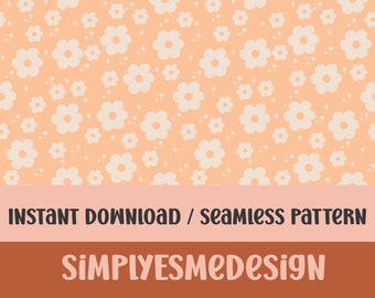 Orange Floral Seamless Pattern, Flower Seamless Pattern, Floral Seamless Pattern, Digital Download, Seamless Pattern