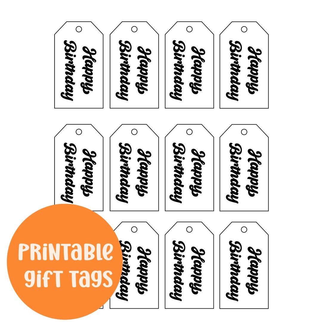 Printable Birthday Gift Tags, Simple Birthday Gift Tags, Bday, Happy Birthday, Birthday Girl ...