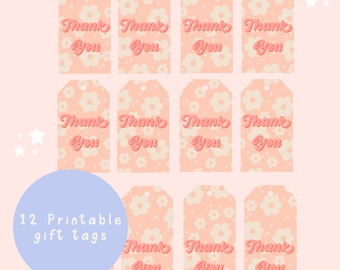 Printable thank you gift tags, floral pastel gift tags, thank you