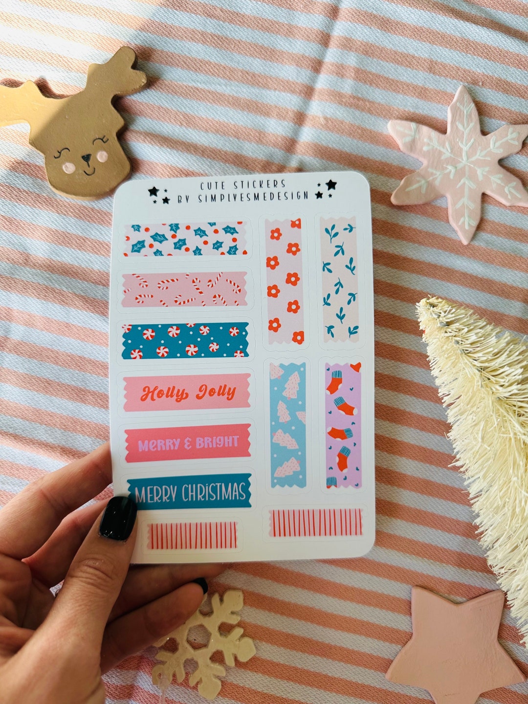 Christmas Washi Tape Sticker Sheet Pretty Washi Tape Etsy