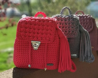 Summer luxury fashion backpack, Handmade unique backpack for women, rochet backpack purse, Coral