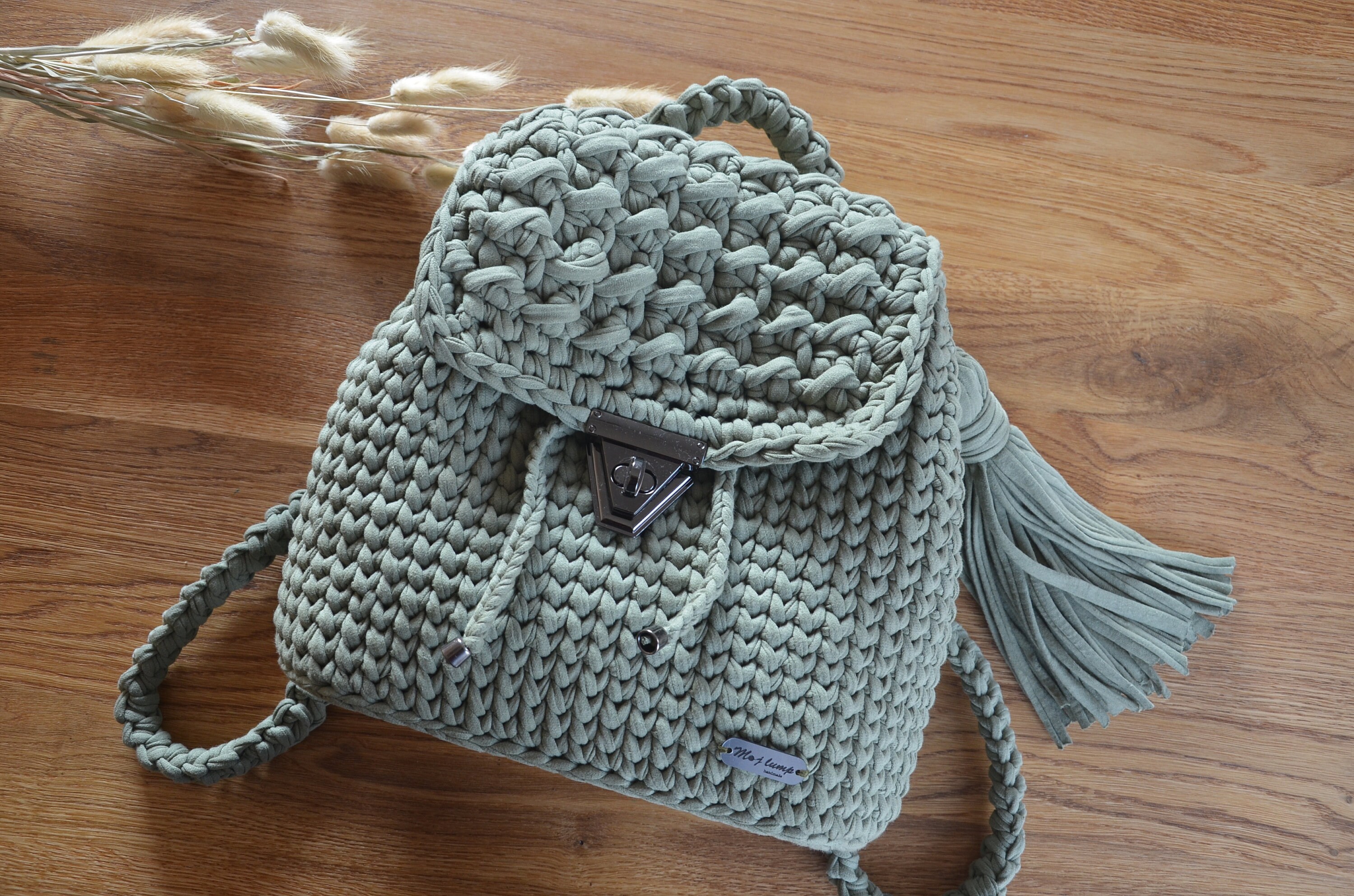 Sac à Dos Au Crochet Couleur Menthe - Fait Main En Coton Pour Fille/jeune Femme