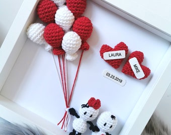 Wedding frame/ Personalized Valentines Day Gift/ Bigli Migli Wedding gift/ Red and White/ Unique Wedding Gift Ideas/ Gift for Couple