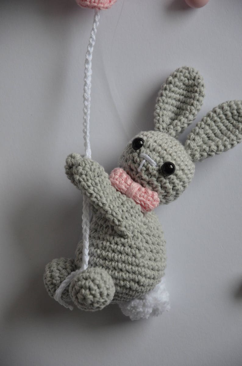 Baby Mobile Rabbit on the Ballon Baby Crib Mobile Nursery Etsy