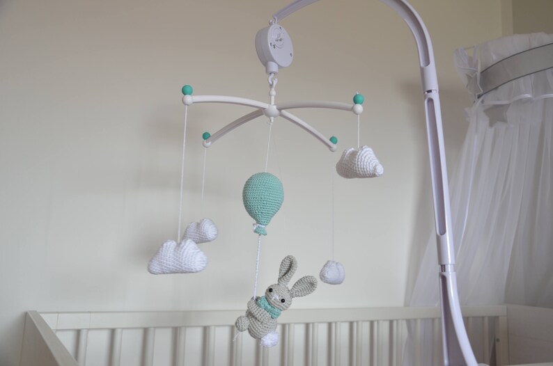 Baby Mobile Rabbit on the Ballon Baby Crib Mobile Nursery Etsy