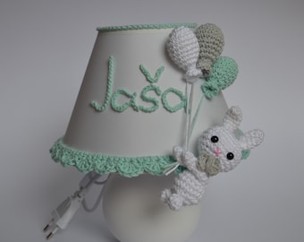 Tafel kinderkamer Nachtlamp, Kinderkamer lamp, Kwekerij Lampenkap, Gepersonaliseerde, Baby tafellamp, Kwekerij Lampenkap, Kinderkamer Decor, Mint, Babykamer