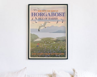 Horgabost // TRAIGH Series | ISLE of HARRIS | Vintage Travel Poster | Scotland Art Print by The Herring Girl | A2