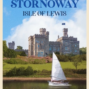 Stornoway // DISTRICT Series ISLE of LEWIS Vintage Travel Poster Scotland Art Print by The Herring Girl A2 image 2