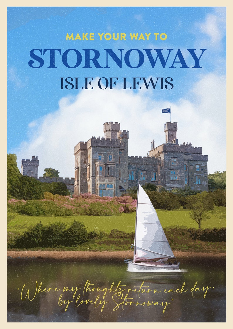 Stornoway // DISTRICT Series ISLE of LEWIS Vintage Travel Poster Scotland Art Print by The Herring Girl A2 image 2