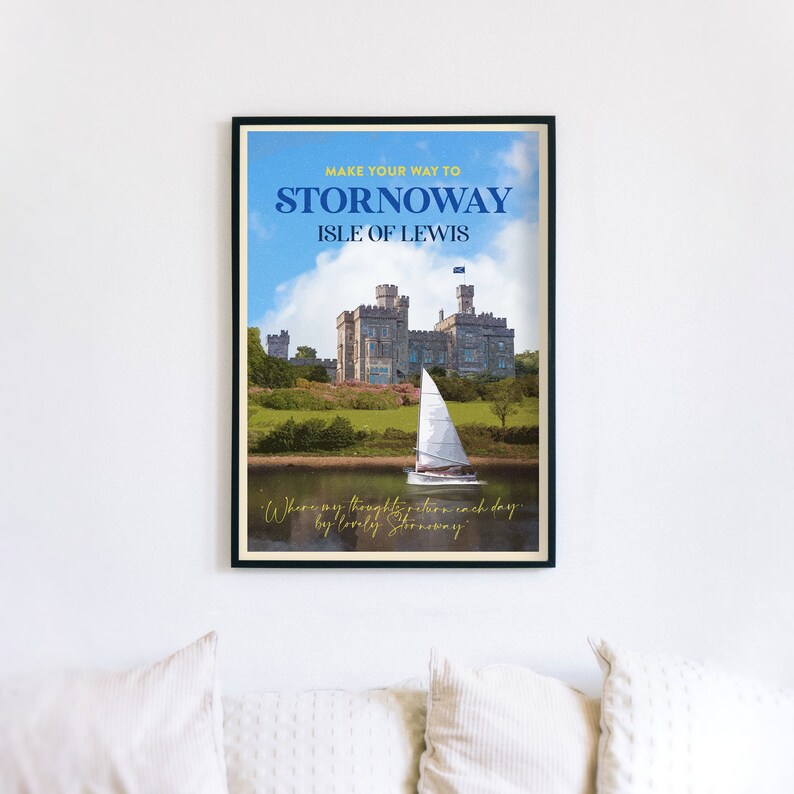 Stornoway // DISTRICT Series ISLE of LEWIS Vintage Travel Poster Scotland Art Print by The Herring Girl A2 image 1