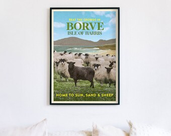 Borve // TRAIGH Series | ISLE of HARRIS | Vintage Travel Poster | Scotland Art Print by The Herring Girl | A2