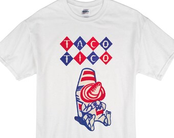 Vintage Style "Taco Tico" T-Shirt ~ Original Logo ~ Available in Black, White, or Gold!