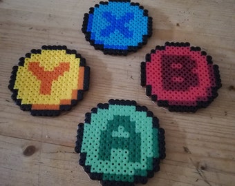 Mini gaming button coasters handmade hama beads x b a y