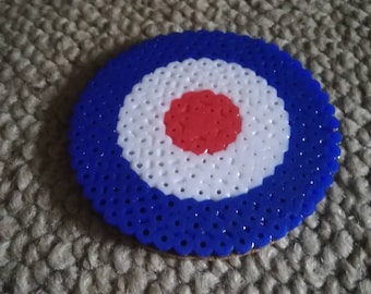 Red, White, and Blue circle Target handmade hama bead coaster