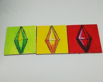 Plumbob handpainted canvas magnets