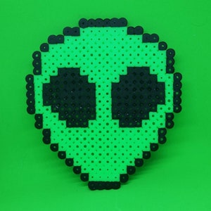 Green Alien Coasters/decal [set of 1-2] handmade Hama perler beads