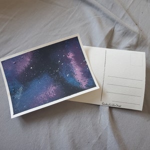 Cartes postales galaxie peintes à la main [5] - oeuvres d'art uniques sur le thème de l'espace | Motifs étoilés vibrants | Parfait pour l'envoi ou l'encadrement