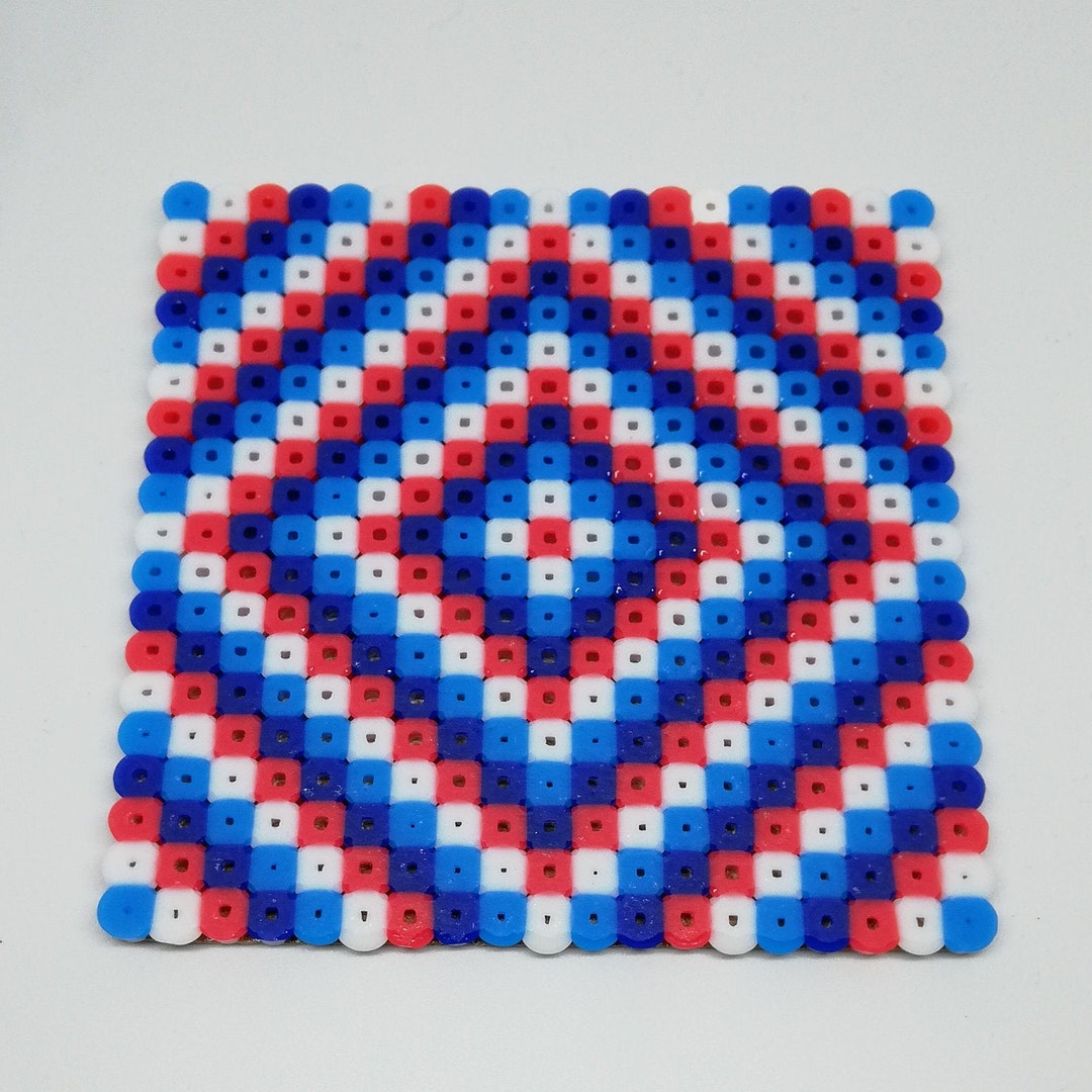 Red/white/blue Trippy Hama Bead Coasters Colourful Handmade Perler