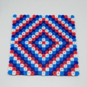 Red/White/Blue Trippy hama bead coasters colourful handmade perler beads
