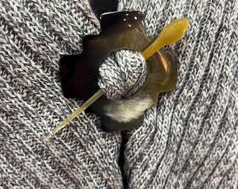 Handmade Bull Horn Sweater Pin: Peruvian Shawl & Cardigan Accessory