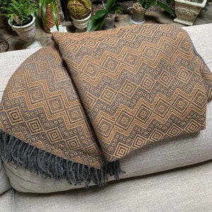 Handmade Luxury Alpaca Throw Blanket. Hand-loomed. 52&quot; x 63&quot;. Dark Chocolate and Charcoal color. Hypoallergenic. (Pre-Order)