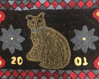Star Cat Hooked Rug