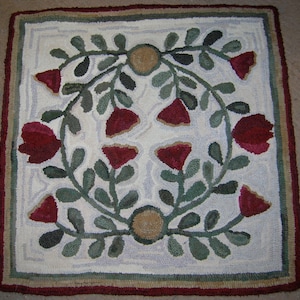 Whig Rose Hooked Rug